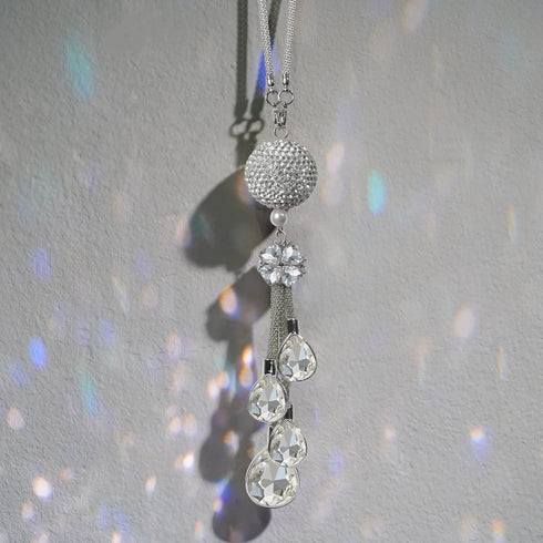 Bling Car Accessories for Women and Men - Cute Decor, Lucky Crystal Sun Catcher Ornament, Rear View Mirror Ball Charm