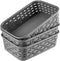 3 Pack Small Plastic Baskets, Storage Bin for Organizing Household Wicker Storage for Laundry, Bedrooms, Dark Gray