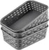 3 Pack Small Plastic Baskets, Storage Bin for Organizing Household Wicker Storage for Laundry, Bedrooms, Dark Gray