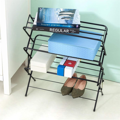 4-Tier Zenree Shoe Rack Holder/Shelf Organizer, Matte Black - Stackable Storage Corner Racks, Perfect for Cabinet