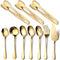 OGORI 10-Piece Gold Serving Utensils Set, Polished Stainless Steel Includes Spoons, Tongs, Forks, and Ladle