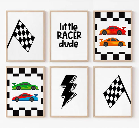 Tanmart Race Car Wall Art Pictures Boys Room Wall Decor Nursery Toddler Canvas