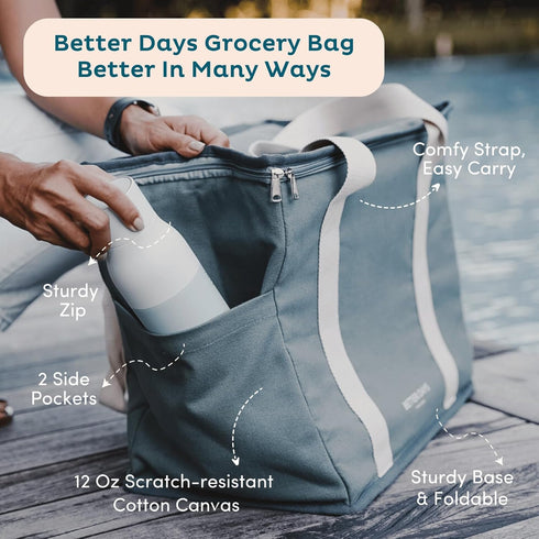 Frozen Nook Theory Reusable Insulated Grocery Bag - Leak Proof, X Large Cooler Bag - Insulated Shopping Bags