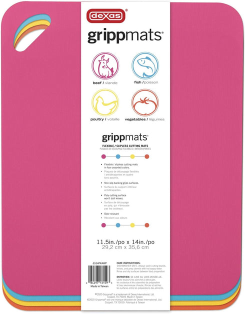 Dexas Heavy Duty Cutting Board Grippmat - Flexible Cutting Boards Set of 4, Non Slip Plastic Board Cutting Mat (11.5 by