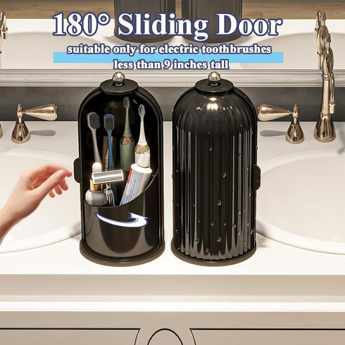 Countertop, 3 Dustproof Toothbrush Holders with Cover, Rotating Electric Toothbrush and Toothpaste Holder for Bathroom
