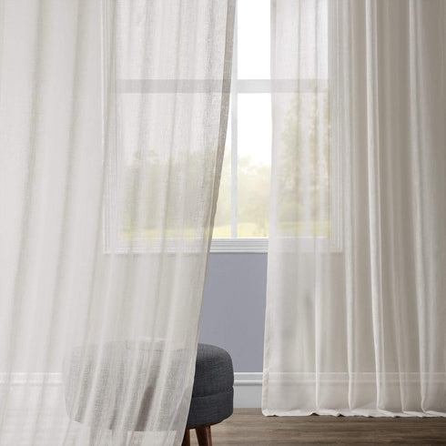 HPD Half Price Drapes Linen Sheer Curtains, 84 Inches Long, Gardenia, 50W x 84L, 1 Panel