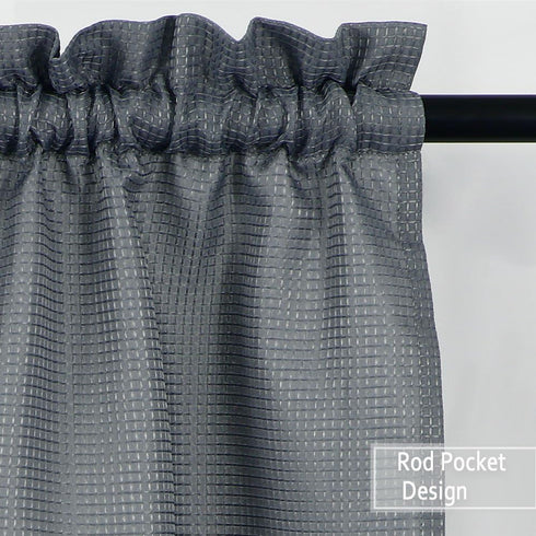 Tier Curtains, Waffle Woven Textured Kitchen Tier Curtains, Waterproof Half Window Covering, 30" x 24", Grey, Set of 2