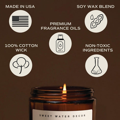 Sweet Water Decor Pumpkin Spice Candle | 9oz Amber Jar with Black Lid, Scented Candles of Pumpkin, Cloves, Buttercream,