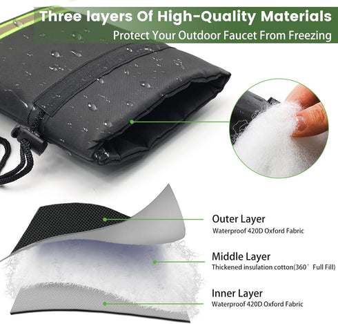4 Pack 9" 5.9" 420D Outdoor Faucet Covers for Winter Freeze Protection, H x W Outside Hose Bib Covers for Winter