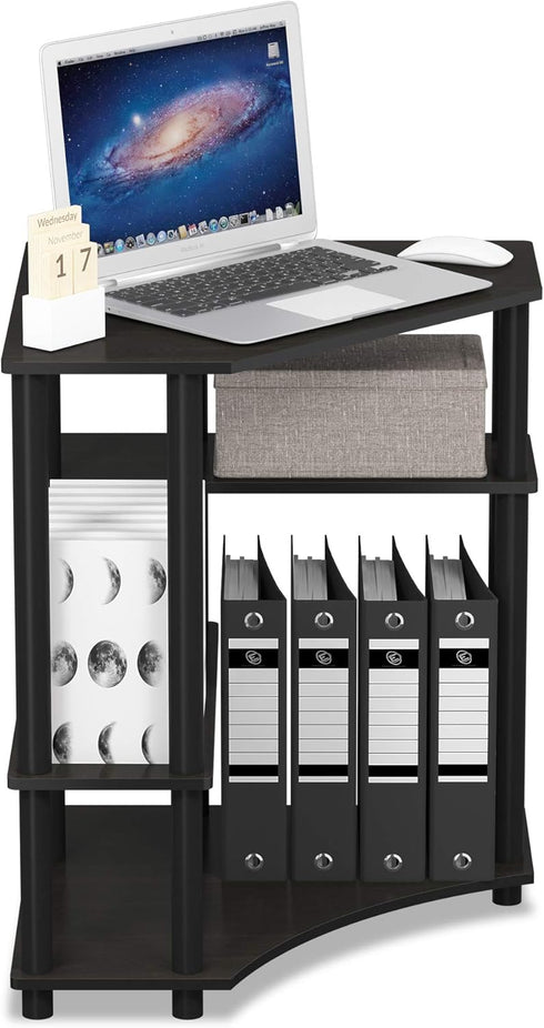 FURINNO Turn-N-Tube Space Saving Corner Desk, Espresso/Black