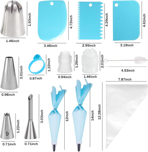 Piping Bags and Tips Set - 50Pcs Cake Decorating Supplies Kit with Icing Frosting Nozzles,Icing Scrapers,Reusable & Disposable Pastry Bags - Baking Tools for Cookies,Cupcakes Cake Decorating by Makmeng