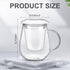 4 Set 16.9 oz, Tioncy Glass Tea Cup with Infuser and Lid, Glass Tea Mugs for Loose Leaf Brewing, Infuser Mug