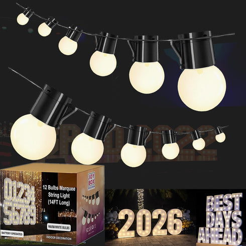 JoyBox Design 12 LED Light Bulbs - Battery Operated G40 String Lighting