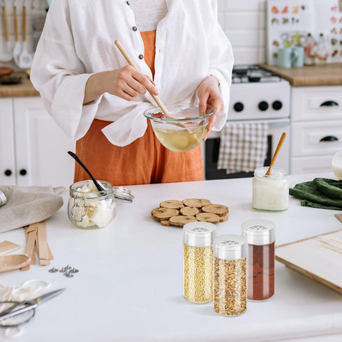 Segarty Spice Jar with Shaker Lids, 6 Pack 6 oz Glass Spice Jars with Adjustable Pour Holes