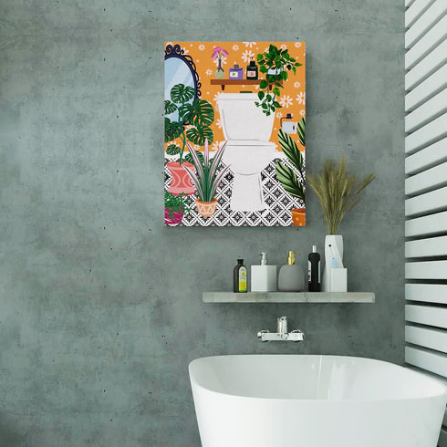 EVXID Botanical Bathroom Canvas Poster Painting Wall Art, Framed 12 x 15 Inch for Restroom Decor