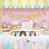 Ice Cream Bar Decor Kit, Summer Ice Cream Sundae Bar Glitter Banner, Food Labels for Party Supplies