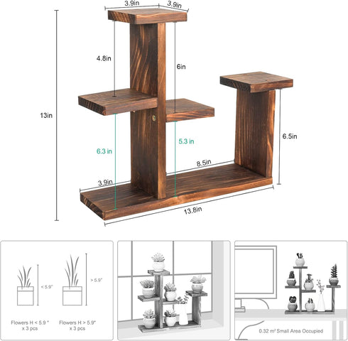 Wooden Tabletop Plant Stand - 5 Tier Succulent Plant Holder Decorative Planter Holder, Small Desktop Flower Pot Rack Shelf for Decoration Living Room Home Office Windowsill
