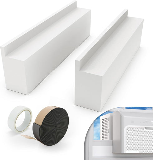 2 Pack Window Air Conditioner Foam Block, U-Shaped Insulation Foam Block for Indoor AC Unit, White