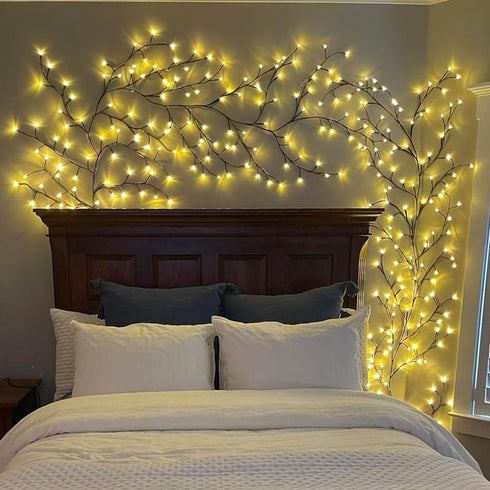 NIDISETPJAS 18 144 Enchanted Willow Vine Lights with Remote, Christmas Swags Decorations Indoor Room Decor, Branches