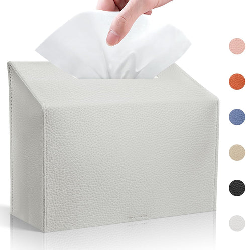 QUISBE Tissue Box Cover Holder Compatible with Kleenex Disposable Paper Hand Towels, Leather