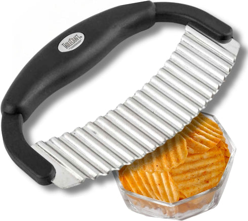 TableCraft Single Mezzaluna H6610 – Wavy Crinkle Cutter for Fruits, Vegetables, Pickles & Potatoes – Stainless Steel,