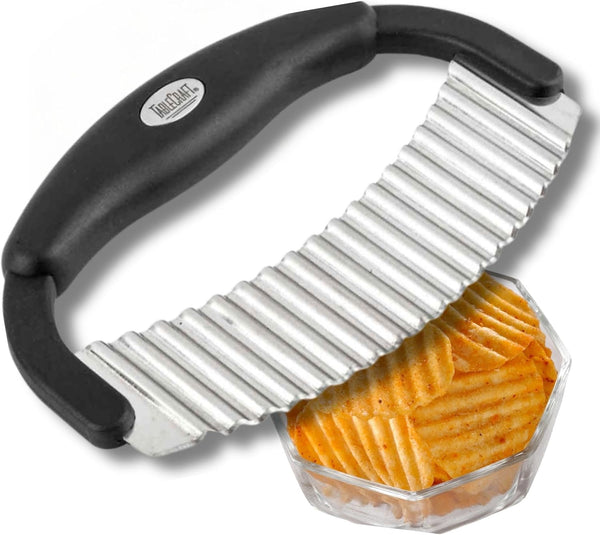 TableCraft Single Mezzaluna H6610 – Wavy Crinkle Cutter for Fruits, Vegetables, Pickles & Potatoes – Stainless Steel,