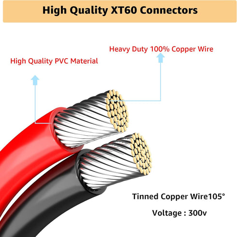 XT60 Female Head to 45A Anderson Connector Adapter, 10AWG Cable for Outdoor Power Banks and Solar Panels (2M/6.6FT)