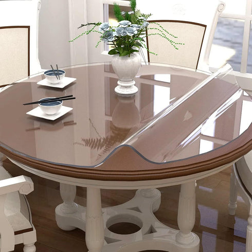 NECAUX 16 Inch Round Clear Table Cover Protector, 2mm Thick Upgraded Version,