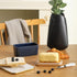 Hasense Large Ceramic Butter Dish with Lid, Navy Blue Embossed Pattern, Airtight Butter Keeper for Countertop, Easy