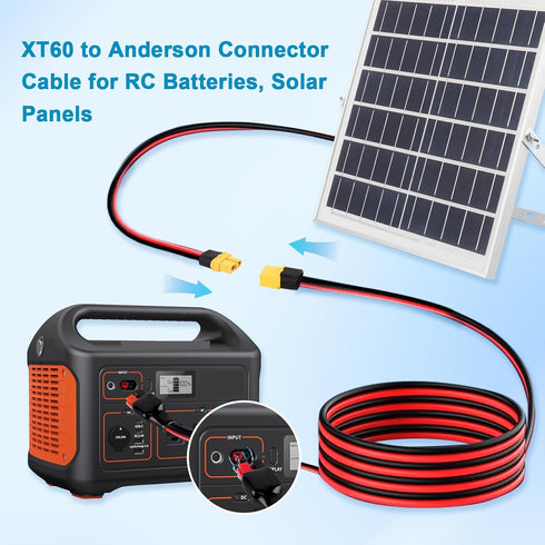 XRDS-RF 10AWG XT60 to Anderson Adapter Extension Cable – XT60 Female to Anderson Connector Cable for RC, Solar, DIY