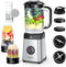 Sangcon Blenders and Food Processor Combo, 40 oz Jar & 17oz Cup with To-Go Lid, Stainless Steel Silver, for Shakes and