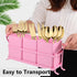 Metal Silverware Caddy - 3 Compartment Utensil Holder with Metal Rack, Flatware Cutlery Organizer for Countertop, Pink