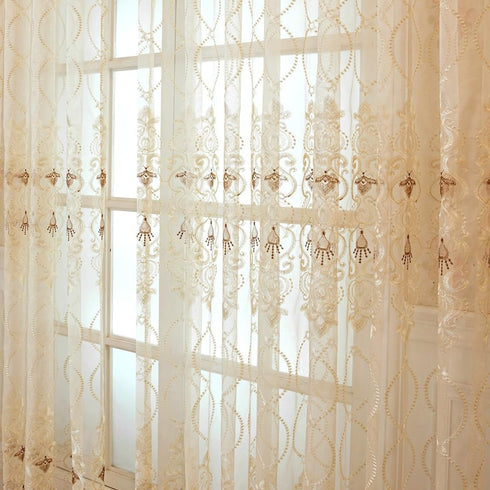 WINYY European Style Sheer Curtain, 1 Panel Voile Rod Pocket Top Window Drape for Bedroom Living Room, 52"x84"