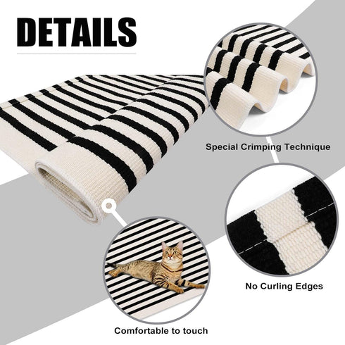 Black and White Striped Door Mat 24"x35" - Collive Cotton Hand Woven Welcome Rug