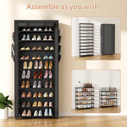 Closet 10 36-41 VTRIN Vertical Narrow Shoe Rack Organizer Tall Shoe Rack for Entryway Tier Non-Woven Cover Shoe Shelf