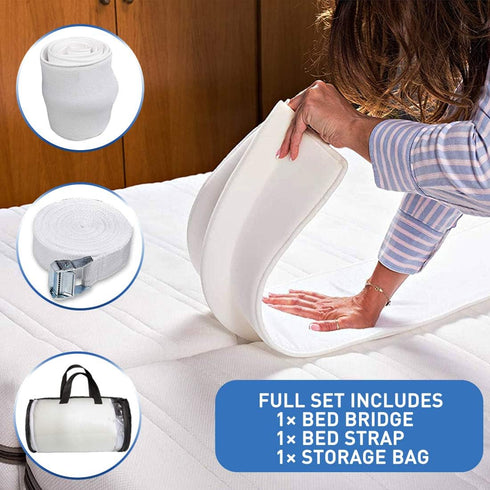 HITOMEN Bed Bridge, Twin to King Bed Converter Kit, Bed Gap Filler with Strap, Mattress Connector