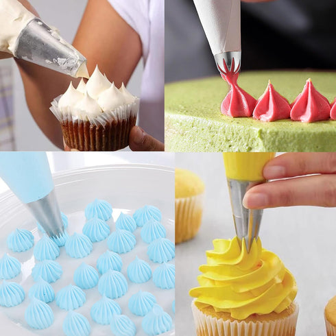 5 Pack Extra Large Piping Nozzles, Seamless Stainless Steel Icing Tips 1B 1C 1E 1M 2D# for Cupcakes