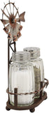 Ebros 6.5" Tall Rustic Country Farm Windmill Salt And Pepper Shakers Holder Display Stand Set in Aged Bronze Finish