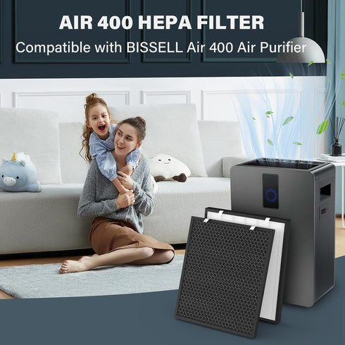 Air400 HEPA Filter Replacement for Bissell Air400, H13 True HEPA and Activated Carbon Pack with Pre-Filter