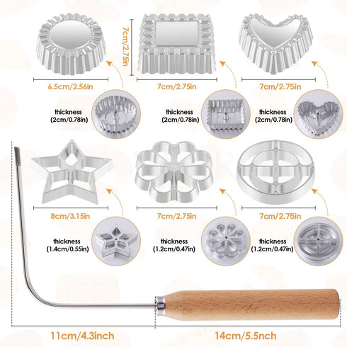 7 Pieces Rosettes Timbale Set, Rosette Iron with Handle, Lotus Flower Bunuelos Cookie Maker, Funnel Cake Kit