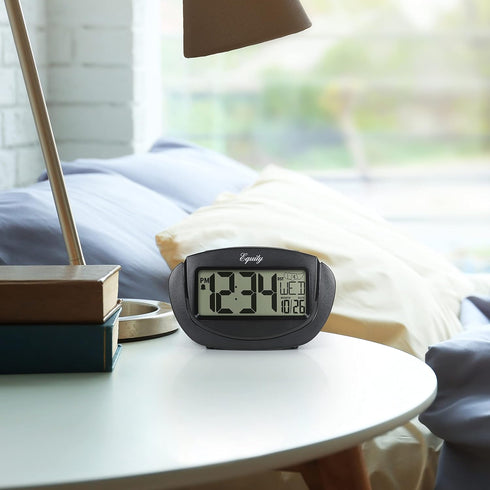 Equity by La Crosse LCD Alarm Clock, Insta-Set, Black, Model 31022