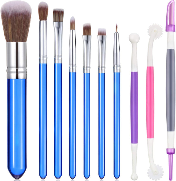 10 Pieces Cake Baking Brushes, Food Paint Brush Set for Cookie Decoration, Fondant and Gum Paste Tool