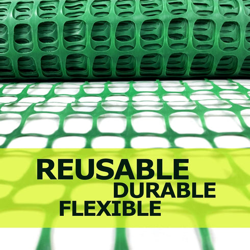 4'x100' 1 100FT Ashman Plastic Mesh Fence, Construction Barrier Netting, Green, Feet, Roll, Garden Fencing, Fences