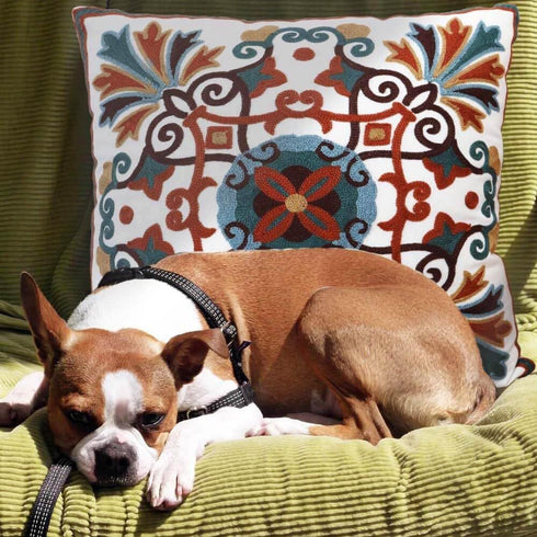 Decorative Couch Pillow Covers Set of 2, 18x18 inches, Embroidered Pattern Square Throw Pillows for Sofa Bed Chair