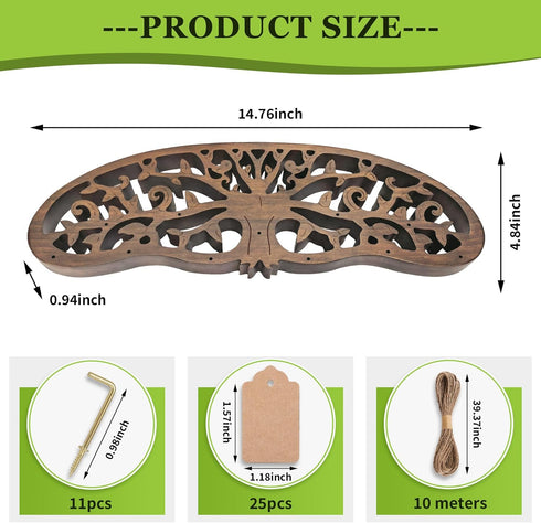 LkNNYY8 11 25 40 Inch Rustic Herb Drying Rack Hanging,Wooden Tree of Life Dried Herb Flowers Rack Wall Art,Home Kitchen