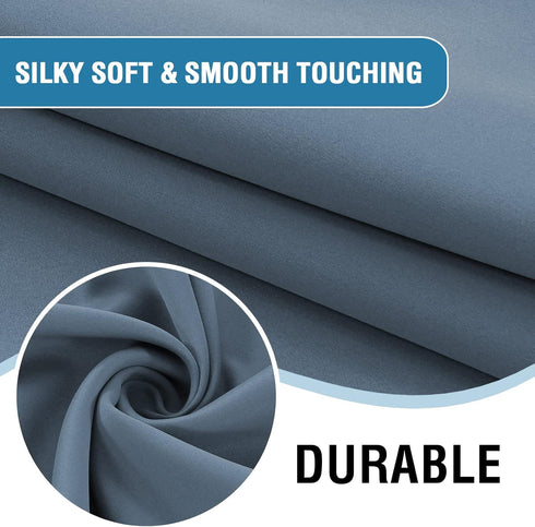 H.VERSAILTEX 100% Blackout Curtains for Small Windows, Stone Blue, 42 inches W by 63 inches L