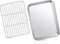 Joyfair Toaster Oven Baking Pan with Rack, 9”x 7” Stainless Steel Tray and Cooling Rack Set for Cookies, Bacon, Steaks