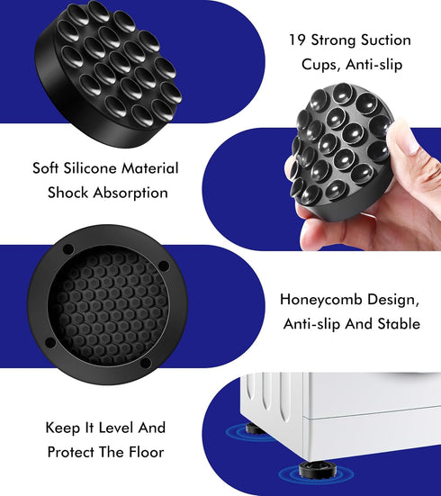 Anti Vibration Pads For Washing Machine, Prevent Sliding Out, Soundproofing Base for Appliances, Floor Protector 4 Pack (4)