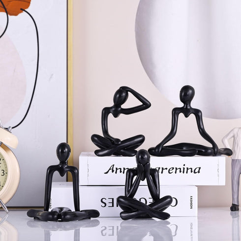 XMGZQ Black Thinker Figurines,Abstract Bookshelf Figures,Knick Knacks Home Decor,Plastic Thinker Statue Kit,Black
