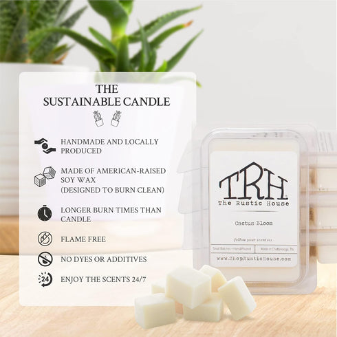 Hand Poured Scented Soy Wax Melts for Home Fragrance, Assorted Aromas by The Rustic House, Aromatherapy (Cactus Bloom)